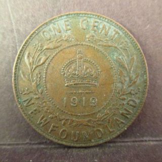 1919 - C Newfoundland Large One Cent Canada King George V Higher Grade Ottawa photo