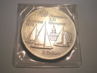 1973 Unc.  $5 (five) Dollar Silver Olympic Comm.  Canadian Coin photo