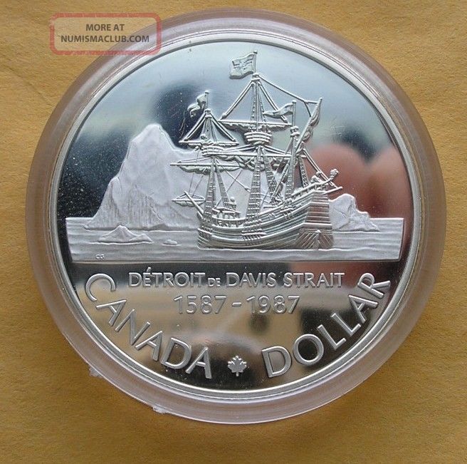 1987 Canadian Dollar John Davis Silver With Case Dc 1987-canadian-dollar-john-davis-silver-with-case-dc