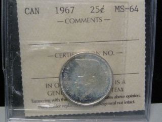 1967 Silver Canadian Proof - Like 25 Cent Coin.  Canada.  Iccs photo