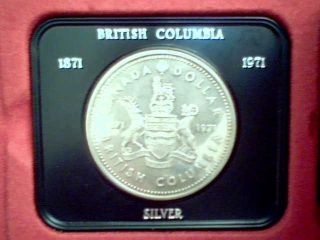 Canada Large Silver Dollar 1971 B.  C.  Centennial,  Qeii Proof - Like photo