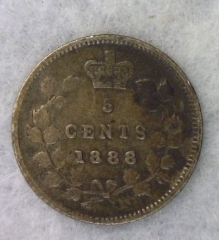 Canada 5 Cents 1888 Fine Silver Coin (stock 1622) photo