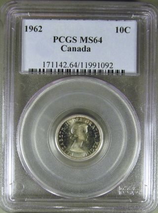Canada: 1962 10 Cents Pcgs Ms64 photo