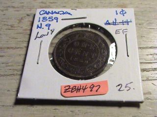 1859 Canadian Large Cent - Narrow 9,  Low 9 - Zbh497 photo