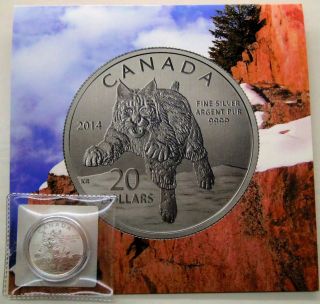Canada 2014 $20 For $20 Fine Silver Coin - Bobcat (2014) Uncirculated photo