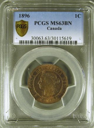 Canada: 1896 Large Cent Pcgs Ms63bn photo