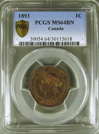 Canada: 1893 Large Cent Pcgs Ms64bn photo