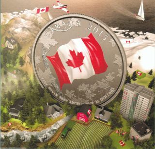 2015 $25 50th Anniversary Of Canada ' S National Flag,  Silver,  No Tax, photo