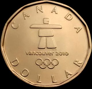 ◆◆circulation Loonie◆◆ 2010 $1 Inukshuk Olympics Lucky Dollar Coin - Unc 91.  5 Ni photo
