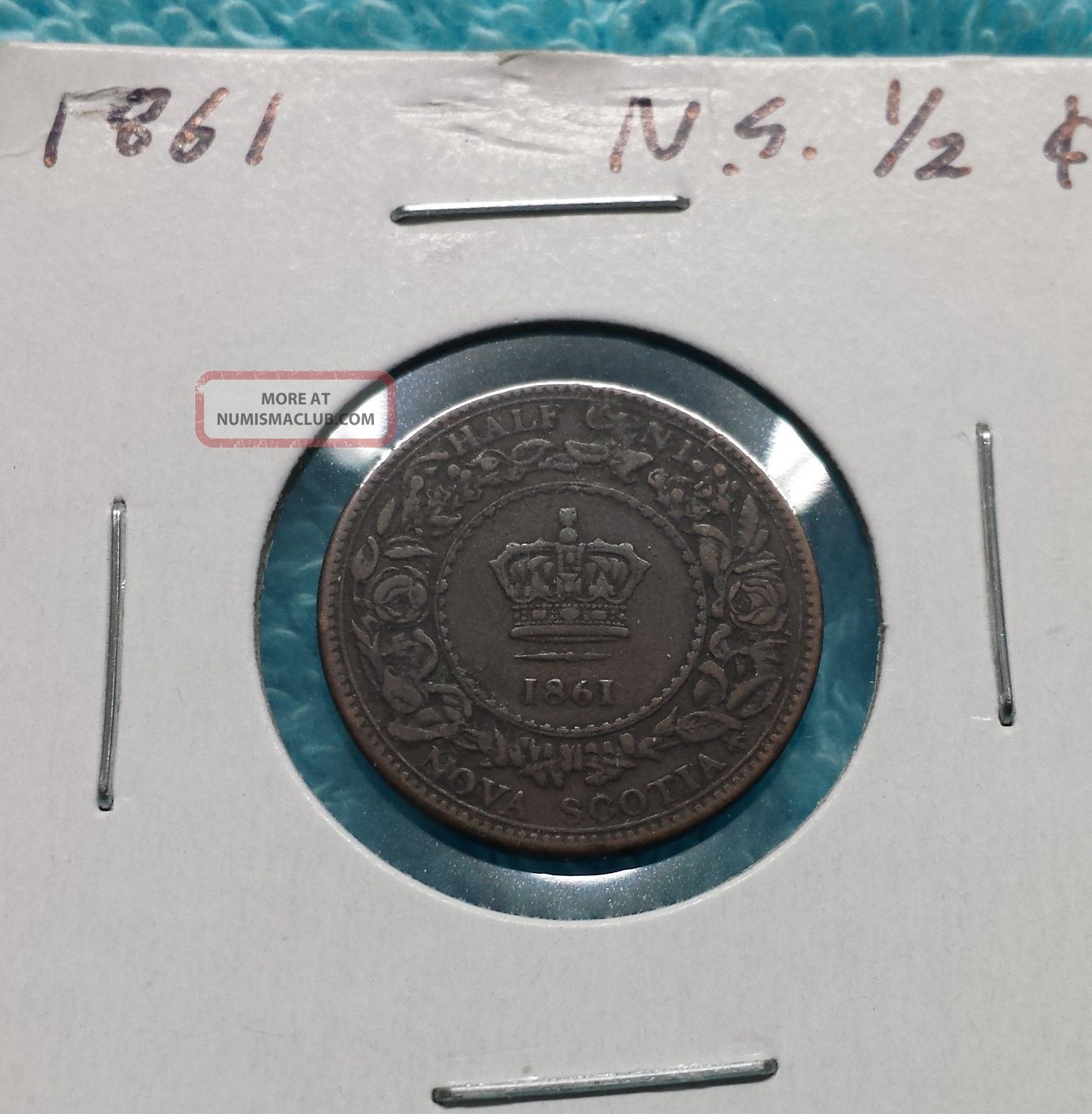 1861 Nova Scotia Half Cent Pre - Confederation Province Coin Coins: Canada photo