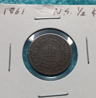 1861 Nova Scotia Half Cent Pre - Confederation Province Coin photo