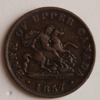 Province Of Canada Half Penny Bank Of Upper Canada Token 1857 Pc - 5d Breton 720 photo