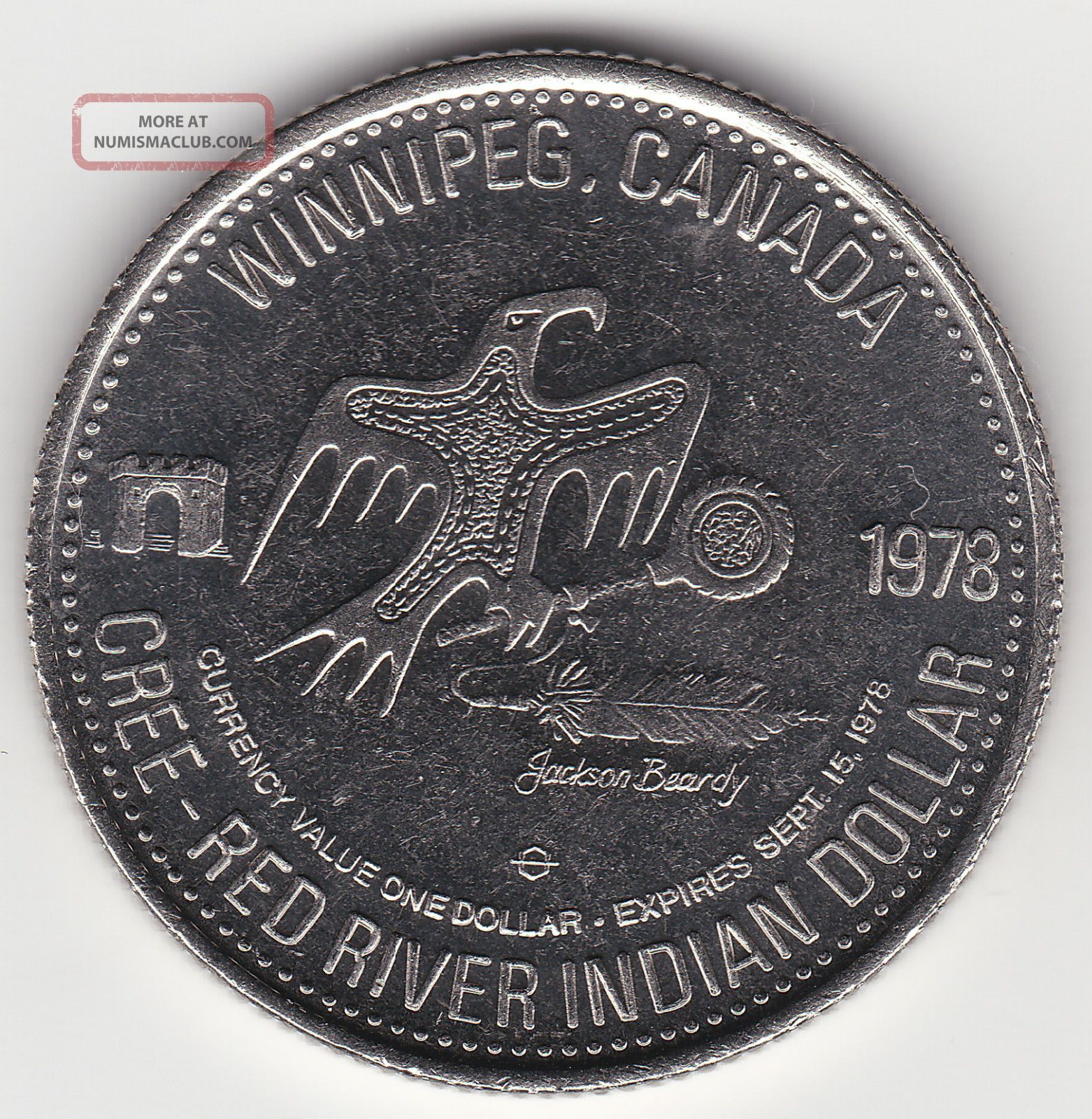 1978 Winnipeg Expired Trade Dollar Cree Red River Indian Dollar