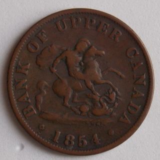 Province Of Canada Half Penny Bank Of Upper Canada Token 1854 Pc - 5c1 Breton 720 photo