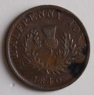 1840 Nova Scotia Canada Colonial Canadian Half Penny Thistle Token Ns - 1e4 Br 874 photo