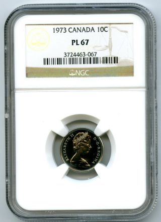 1973 Canada Dime 10 Cent Ngc Pl67 Proof Like Rare Certified Low Pop photo
