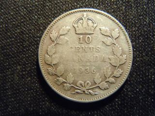 1936 - Canada 10 Cent Coin (silver) - Canadian Dime - World - Ab - 940 photo
