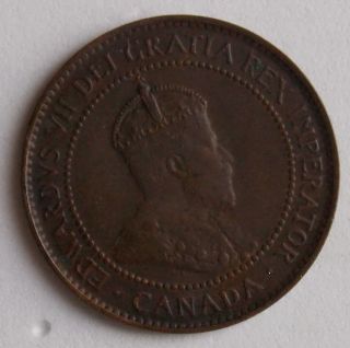 1907 H Canada 1 (one) Large Cent Canadian Victoria Coin - Series Key photo