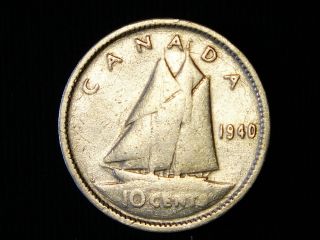 1940 Canadian Silver Ten Cent - Coin Pictured You Will Receive photo