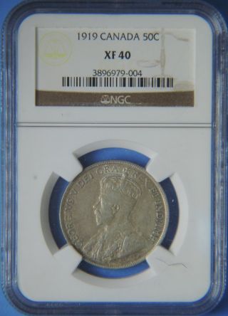 1919 Canda George V Silver 50 Cents 50c Ngc Graded Xf40 photo