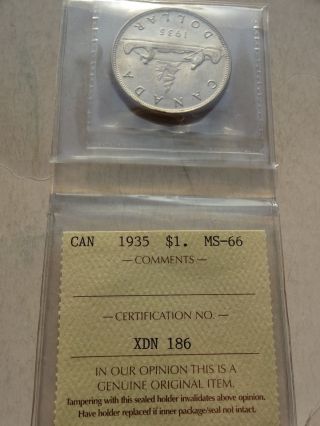 1935 Canada Canadian One Silver Dollar Coin Iccs Gem Bu photo