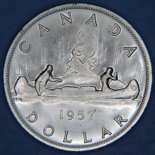 1957 Canada Elizabeth Ii Silver Dollar $1 Gem Bu Brilliant Uncirculated Coin photo