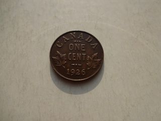 Key Date 1926 Canada Canadian Small One Cent Penny In Fine photo