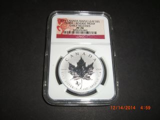 2014 $5 Canada Maple Leaf Horse Privy Reverse Proof Early Releases Ngc Ms70 photo