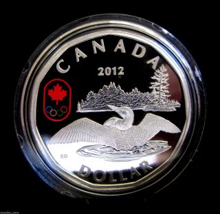 Canada 2012 Proof Pure 9999 Silver $1 Lucky Loonie Colored Rcm Collector Coin photo