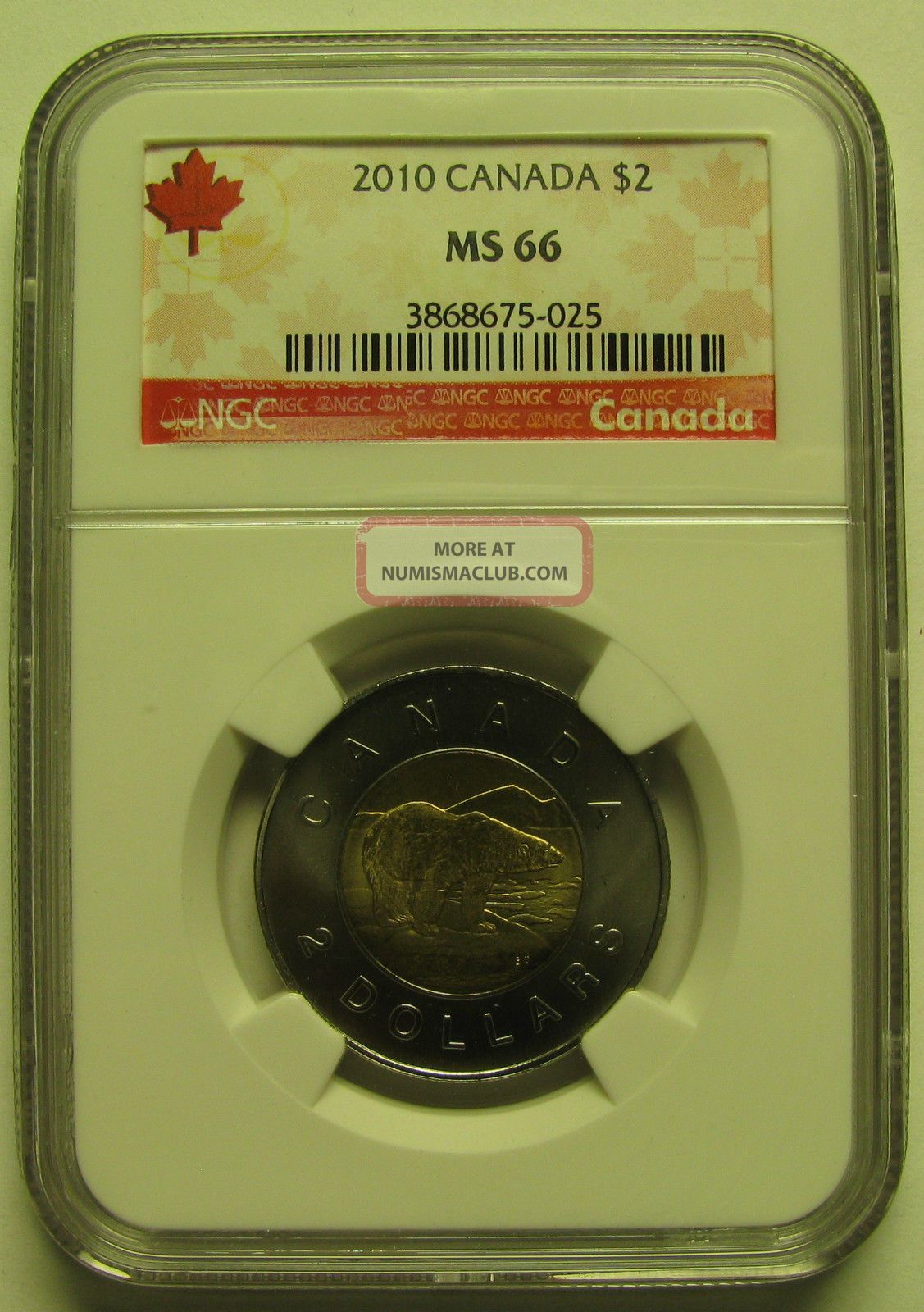 2010 Ngc Ms66 $2 (16 Serrations) Canada Two Dollars Toonie Twoonie Coins: Canada photo