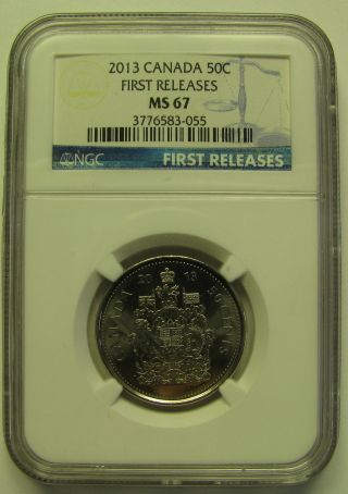 2013 Ngc Ms67 50 Cents 1st Releases Canada Fifty Half Dollar photo