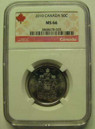 2010 Ngc Ms66 50 Cents Canada Fifty Half Dollar photo