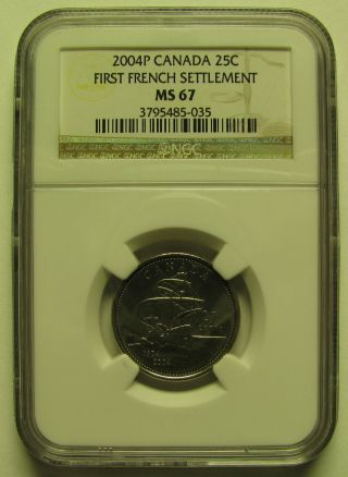 2004p Ngc Ms67 25 Cents First French Settlement (st.  Croix) Canada Twenty - Five photo