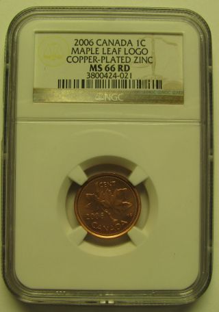 2006 Ngc Ms66 1 Cent Rcm Logo Zinc (non Magnetic) Red Canada One Penny photo