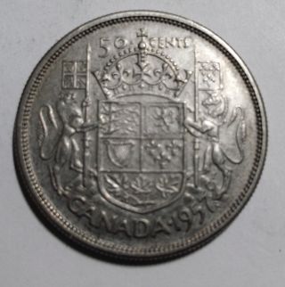 1957 50 Cent Silver Canada Coin photo