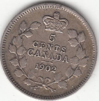 . 925 Silver 1902 Edward Vii 5 Cent Piece F 12 photo