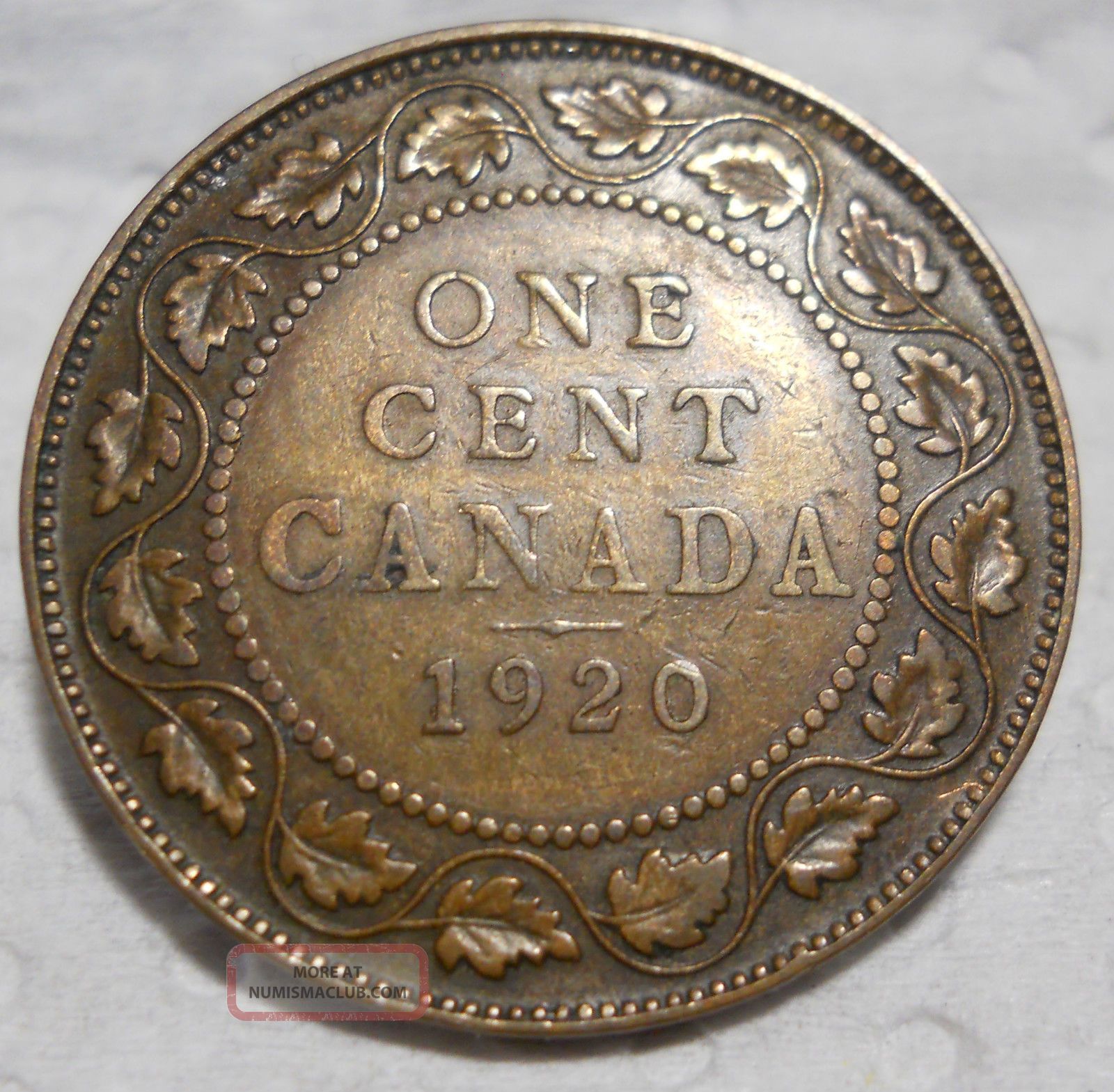 1920 Canada Large One Cent georgivs V 