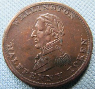 1814 British Colonial Canada Wellington Halfpenny Token Copper - Detail photo