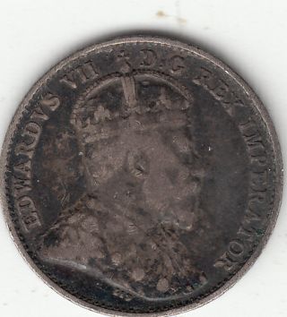 . 925 Silver 1903h Small H Edward Vii 5 Cent Piece F - Vf photo