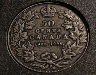 1908 - 1998 Canada Fifty Cents Coin – Specimen – Antique Finish 50¢ photo
