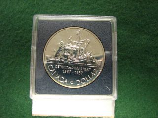 1987 Canada Silver Dollar John Davis Ship Silver Coin Brilliant Uncirculated photo