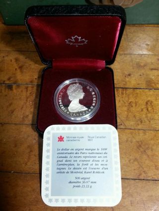 1985 Canadian Moose 100th Anniv.  National Parks Silver Dollar Proof W/ Case photo