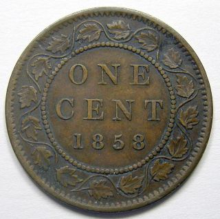 1858 Large Cent Vf - 30 Beauty Vf - Ef Key 1st Canada & Victoria Penny photo