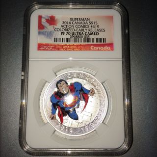 2014 Canada Silver $15 - Superman - Action Comics 419 - Pf70 Uc Er Ngc Coin photo