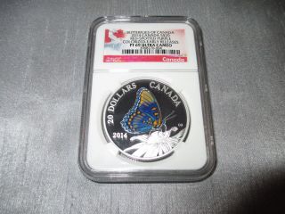 2014 $20 1 Oz Silver Proof Butterflies Of Canada Red - Spotted Purple Ngc Pf 69 photo