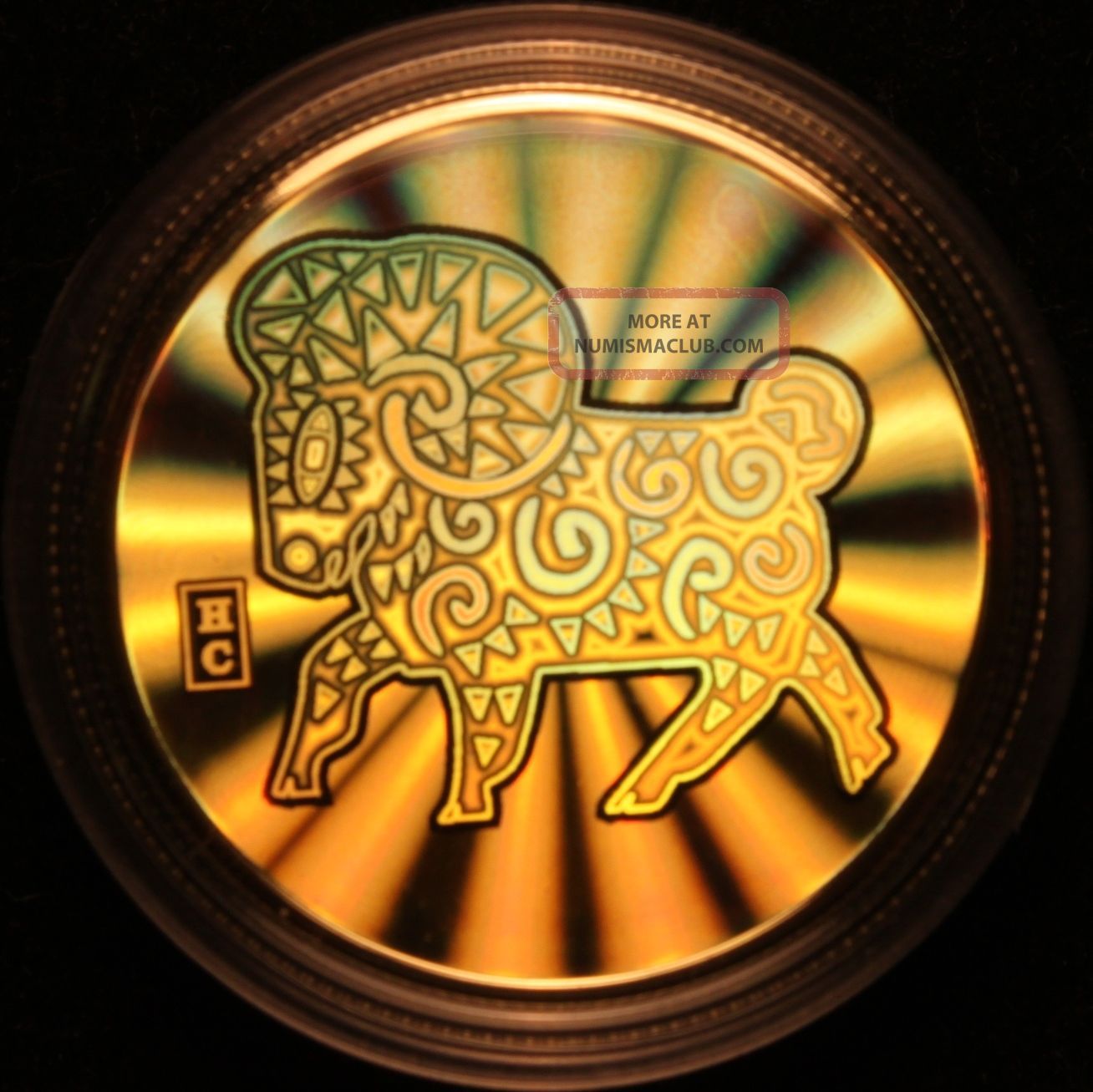 Canada 2003 18k 150 Gold Hologram Coin; Year Of The Sheep/ram Mintage 6888