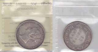 1882h Iccs Vf20 50 Cents Newfoundland Nfld Nf Fifty Half Dollar photo