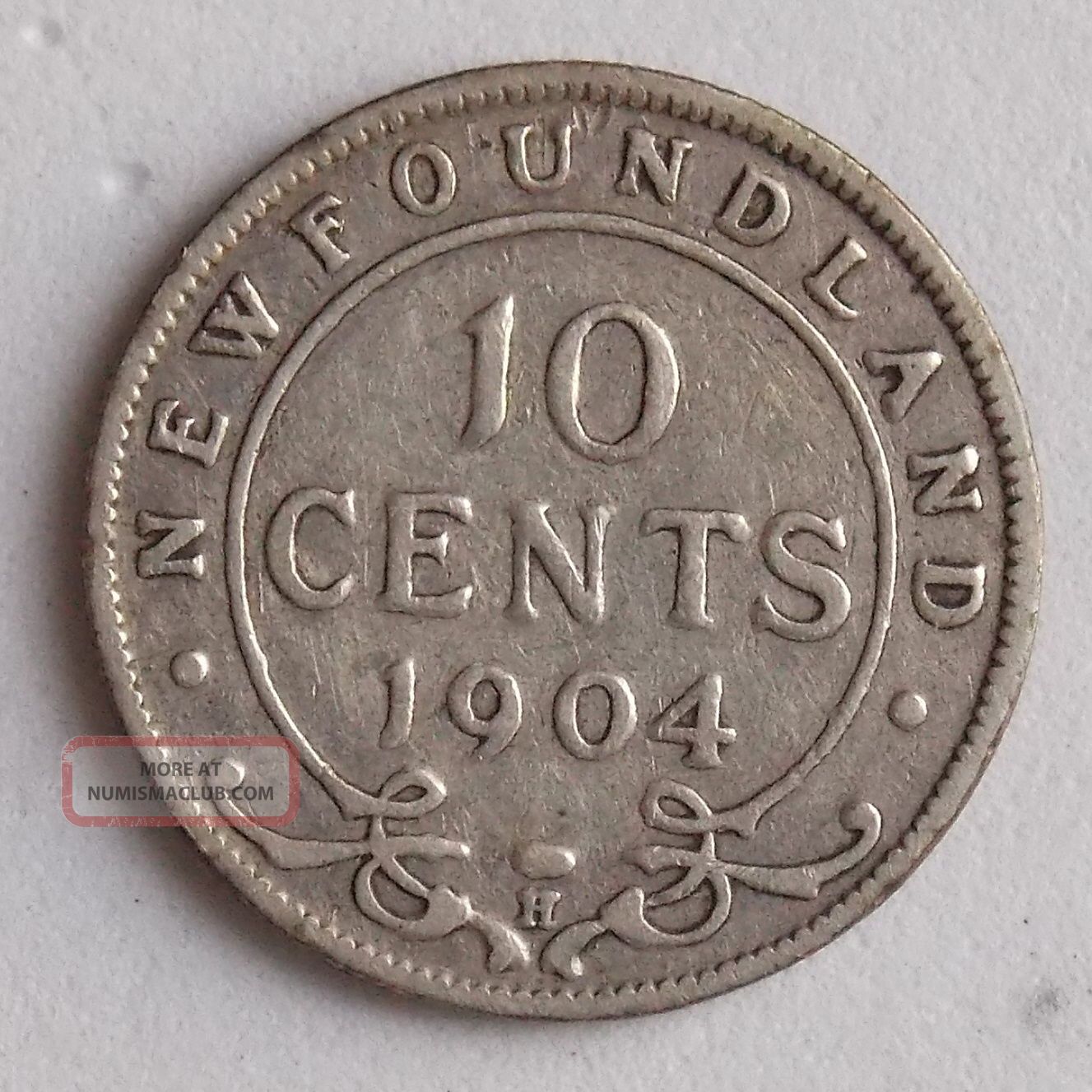 1904 10 (ten) Cent Newfoundland Canada Canadian Old Silver Coin Coins: Canada photo