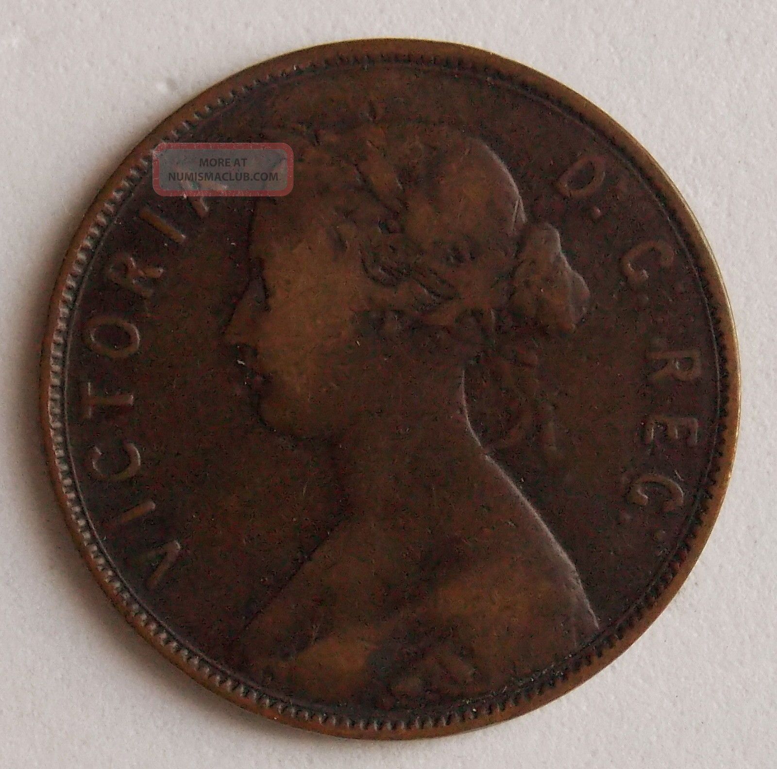 1872 Large 1 (one) Cent Newfoundland Canada Canadian Old Victoria Coin Coins: Canada photo