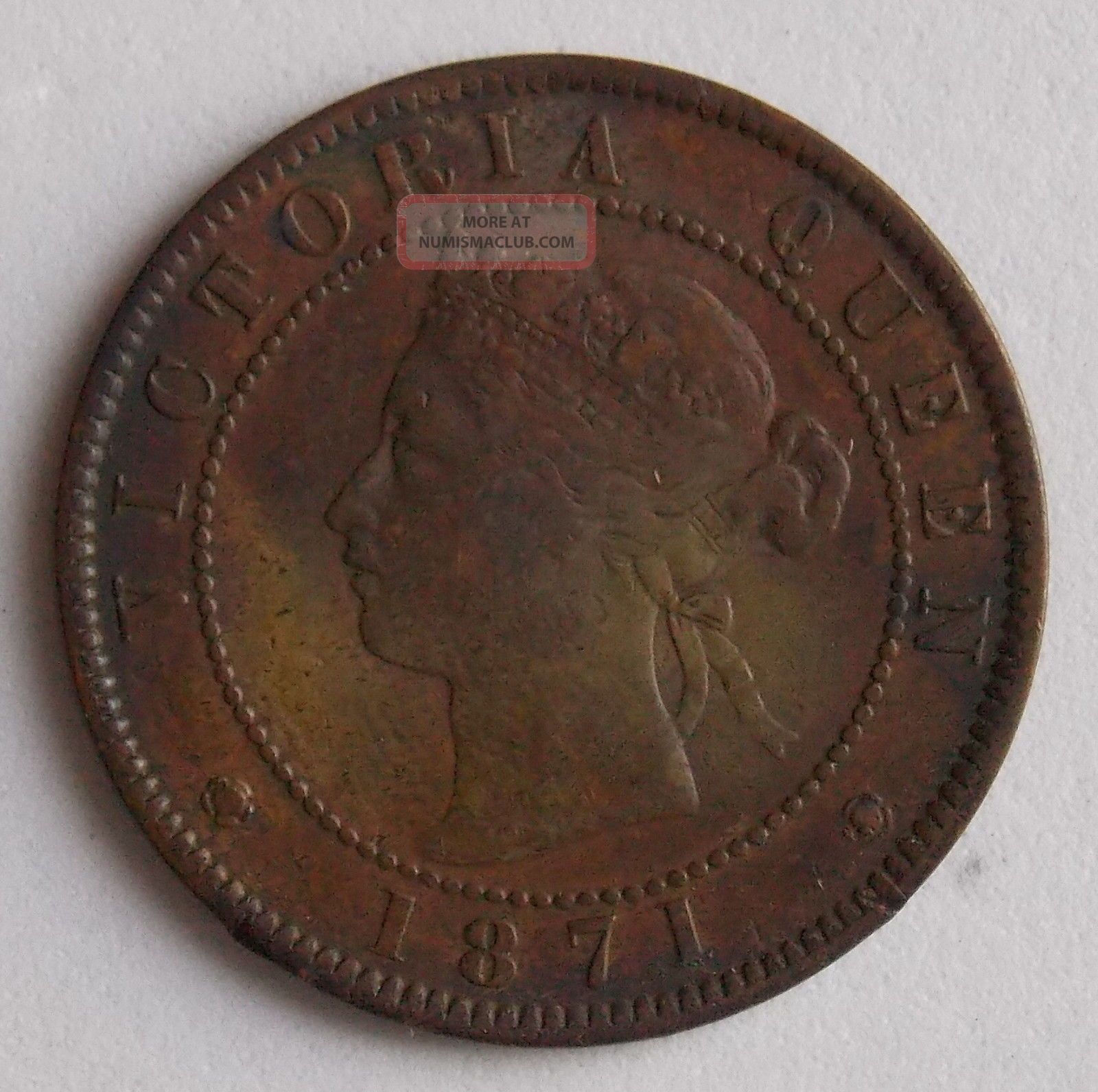 1871 Large 1 Cent Prince Edward Island Pei Canada Canadian Victoria Coin Coins: Canada photo